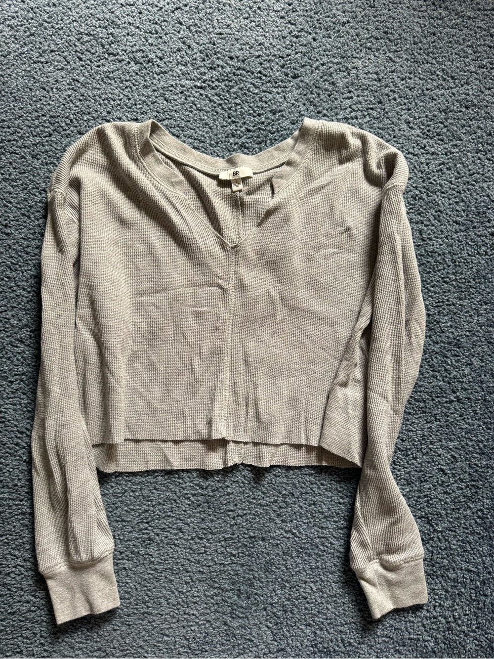BP. Nordstrom Long-Sleeve Cropped Waffle Knit V-Neck